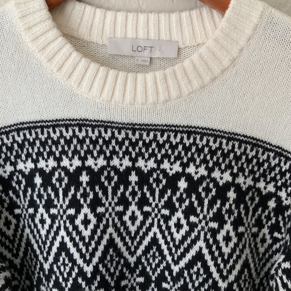 Loft Fair Isle Sweater Black & White Size Small - Picture 2 of 5